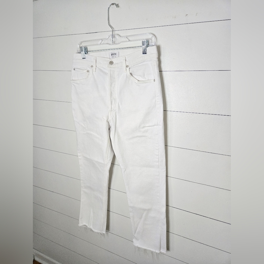 Agolde Riley High Rise Straight Crop Button Fly White Size 31 - Picture 5 of 10